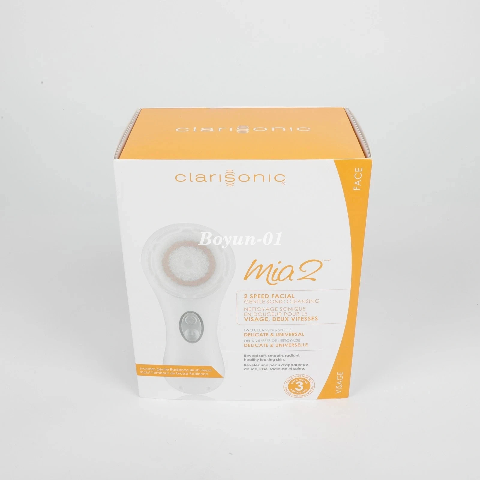 New Clarisonic Mia2 2-Speed Electric Face Cleanser Brush – White Full Kit