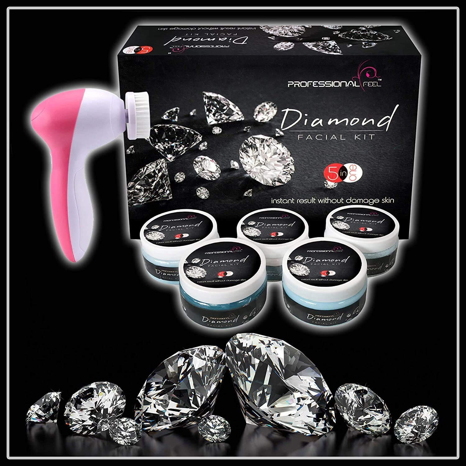 Professional Feel Diamond Facial Kit With 5 In 1 Face Massager Facial Kit