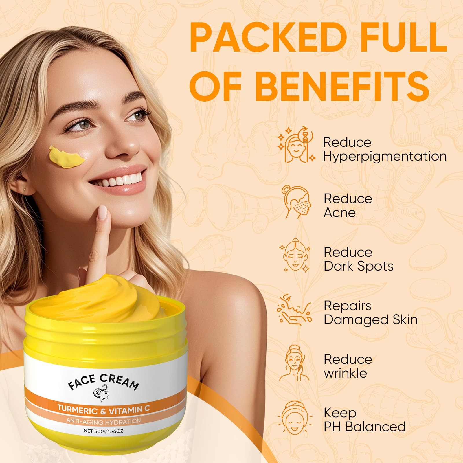 Turmeric Soap Bar and Face Cream 2.67 Ounce, Yellow