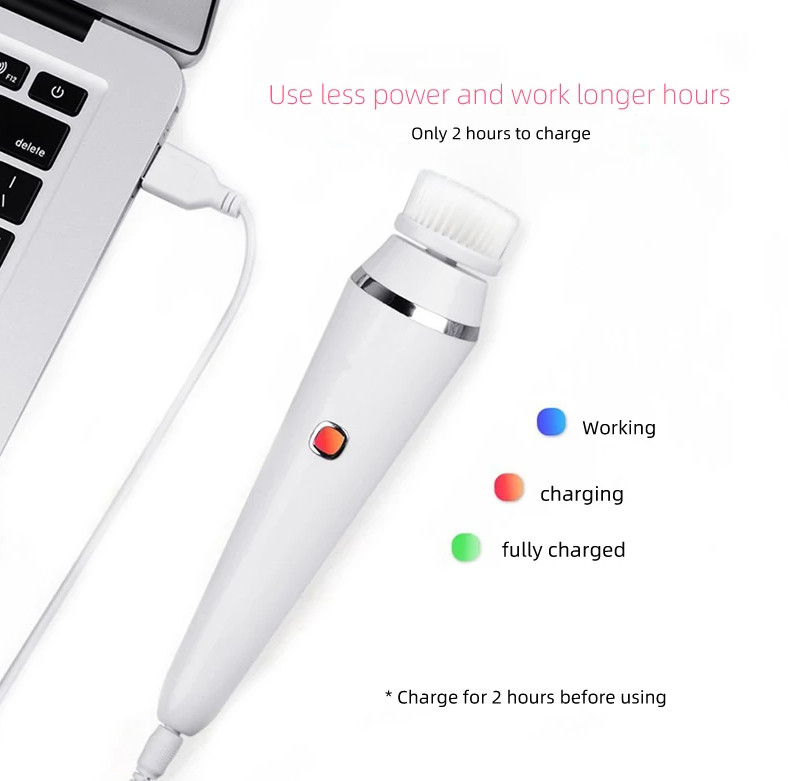 4 in 1 Electric Facial Cleansing Brush Waterproof Face Massager Deep Cleaning