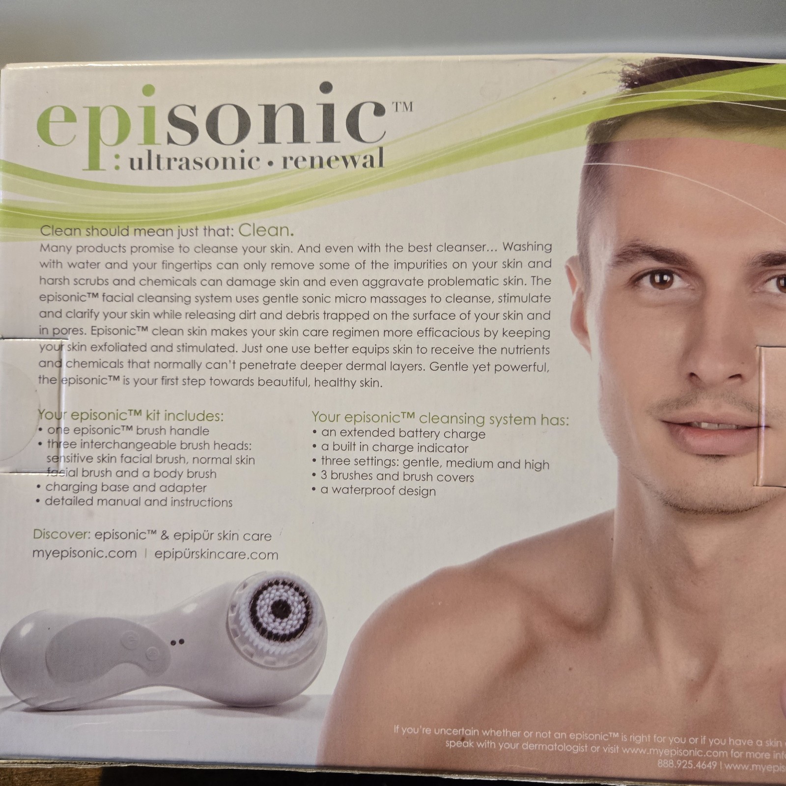 New Episonic Ultrasonic Renewal WATER-PROOF Cleansing System for Face and Body