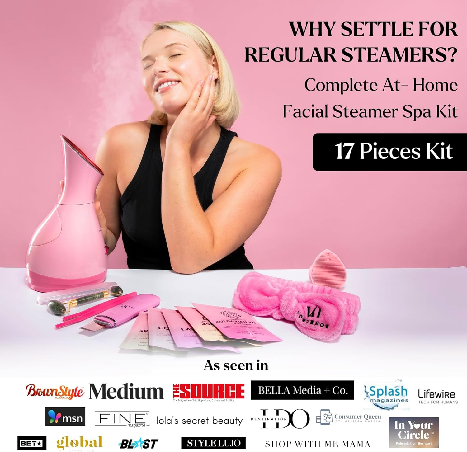 Facial Steamer Spa Kit with Complimentary 17 Tools | Valentines Gift | Face Stea