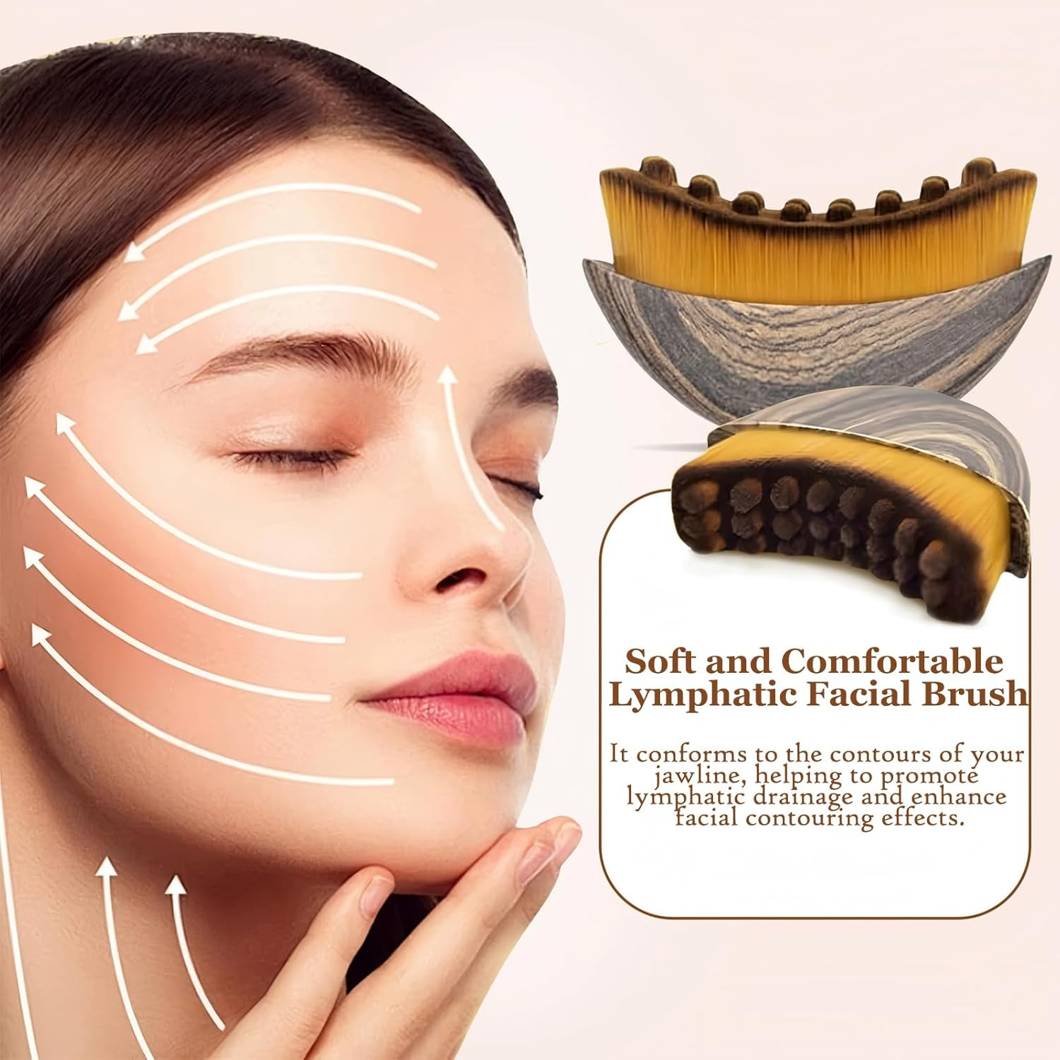 2 PCS Lymphatic Contour Face Brush, Lymphatic Drainage Massager, Ergonomic Face