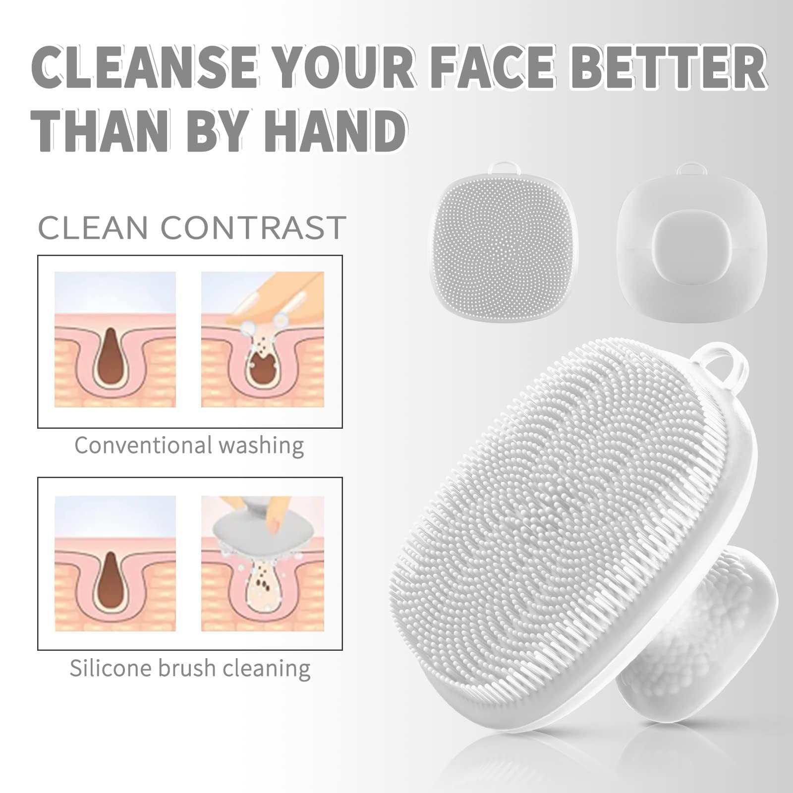 Silicone Face Scrubber for Men Facial Cleansing 1 Count (Pack of 1), White