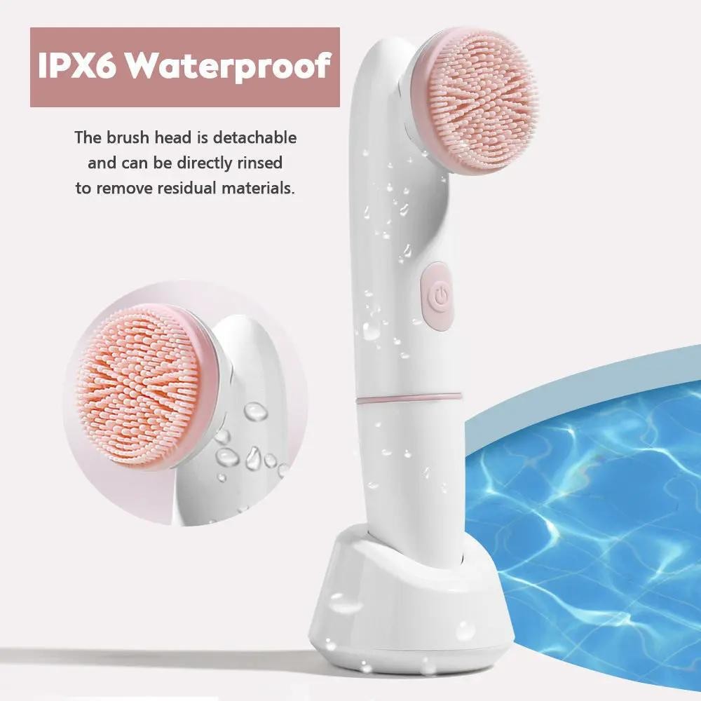 2 Speed 2 in 1 Sonic Vibrating Electric Facial Cleanser Brush With Silicone and