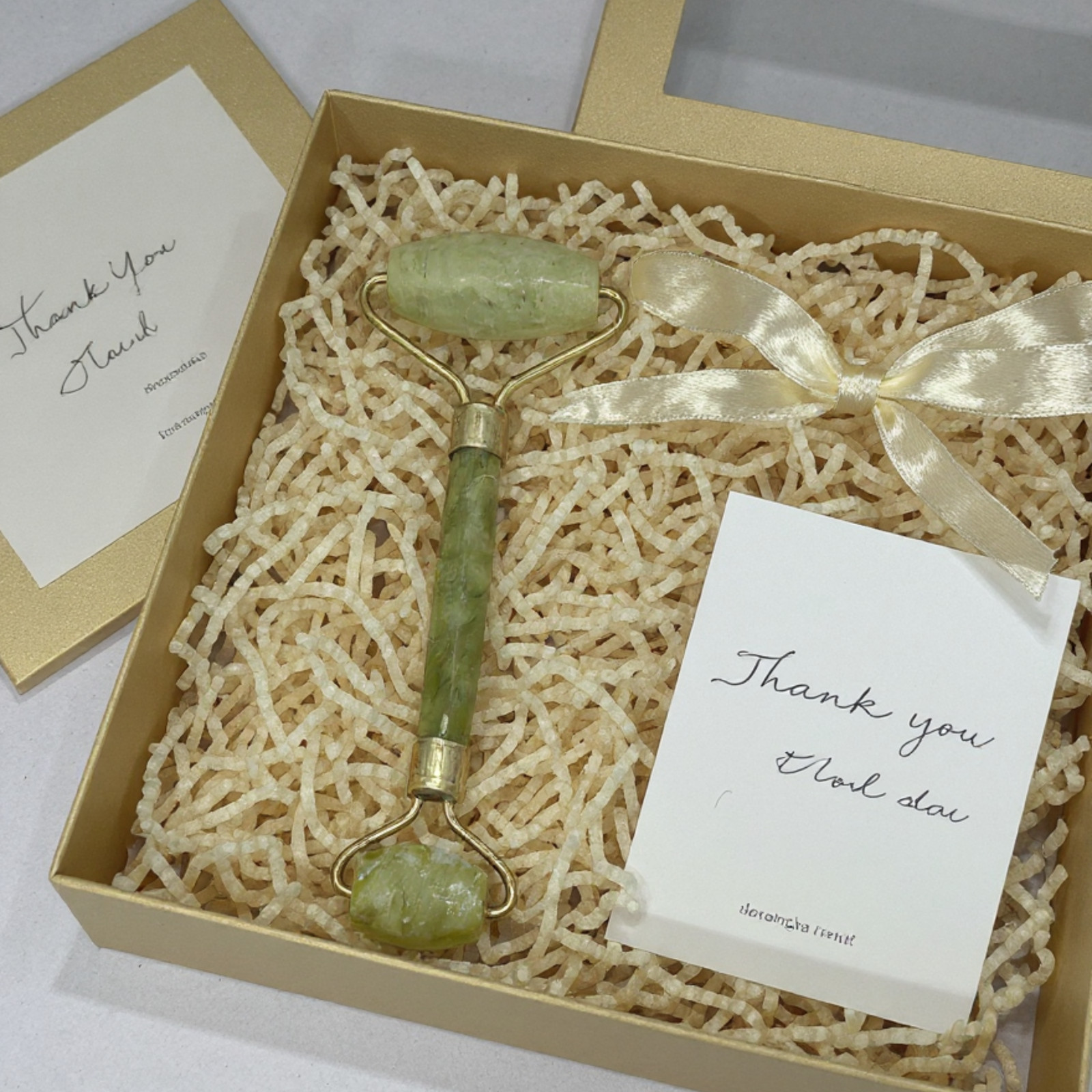 Natural Real Jade Facial Roller – Light Green Stone, Cooling Massage