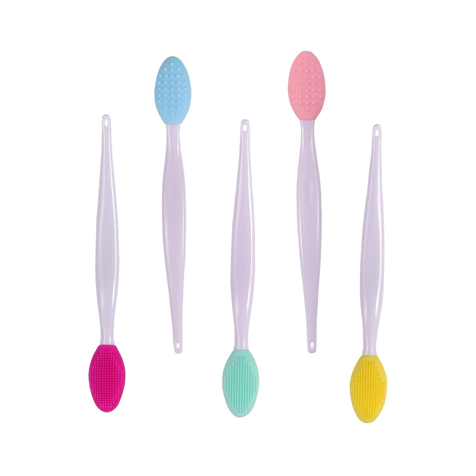 10pcs Silicone Scrub Lip Brush, Double Green, Pink, Rose Red, Yellow, Blue