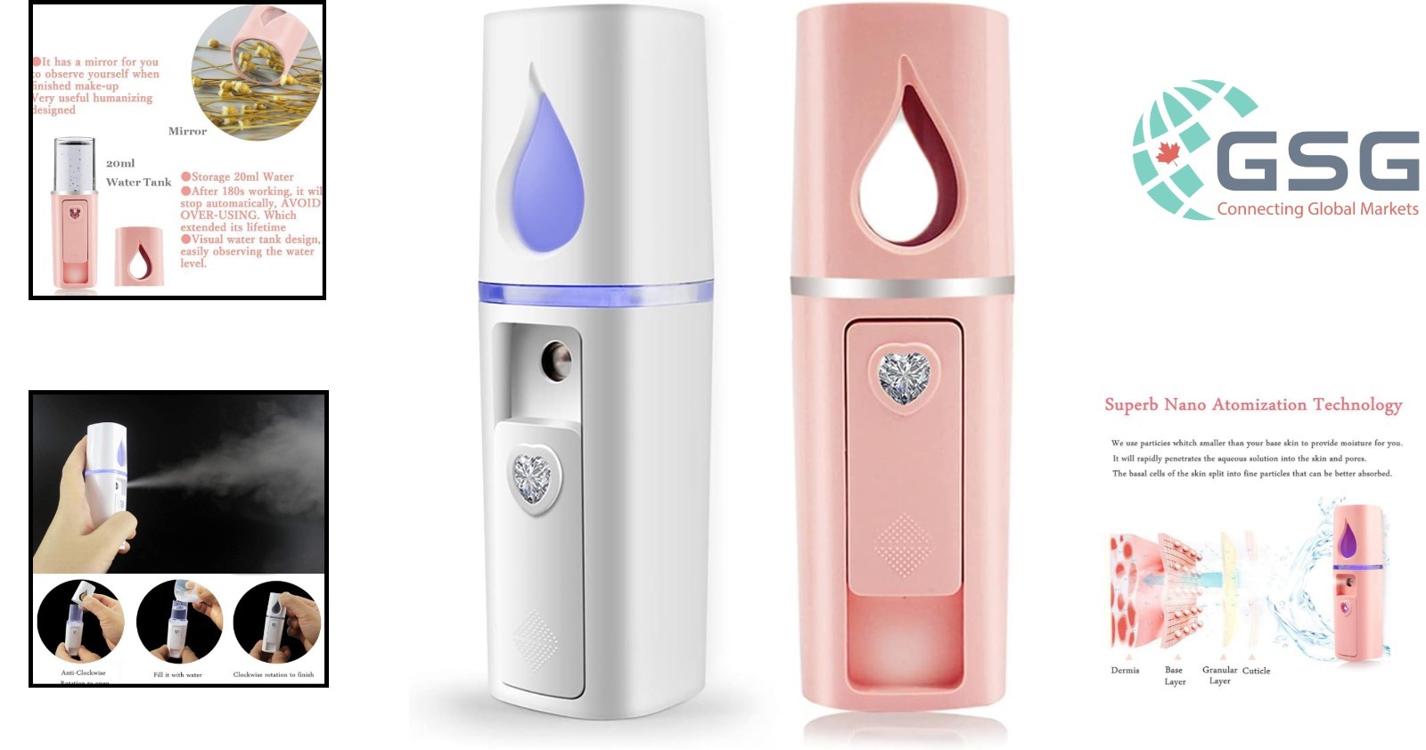 PORTABLE NANO FACIAL MISTER WITH MIRROR & VISUAL WATER TANK
