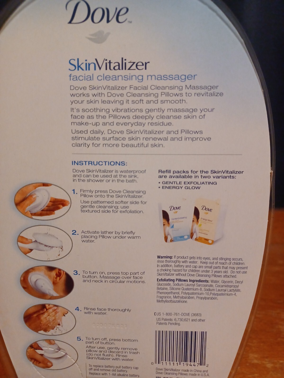 Dove Skin Vitalizer Facial Cleansing Massager With Extra Cleansing Pillows New