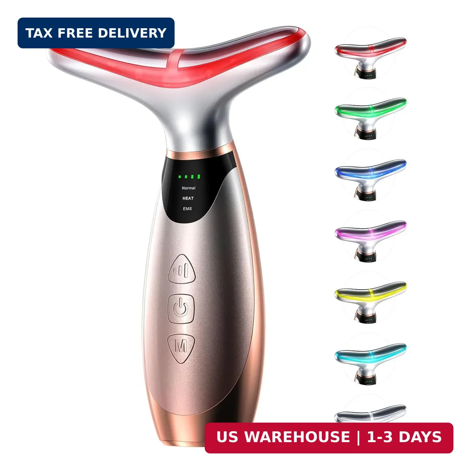Pedete Facial Massager, 7 Colors Red Light Therapy for Face and Neck, Face Lift