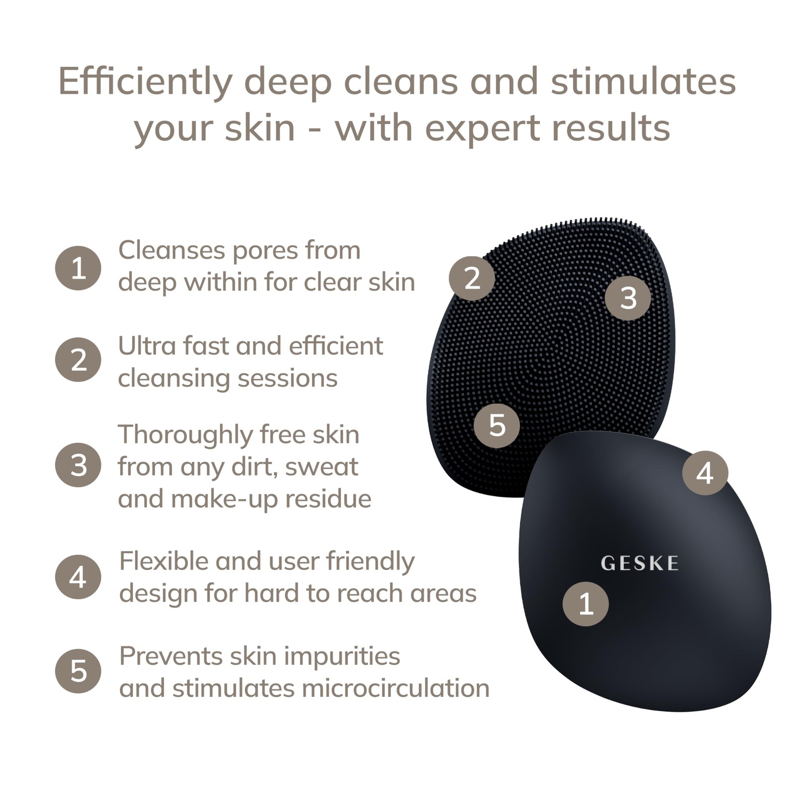 GESKE SmartAppGuided™ Facial Brush | 4 in 1 | Professional Black