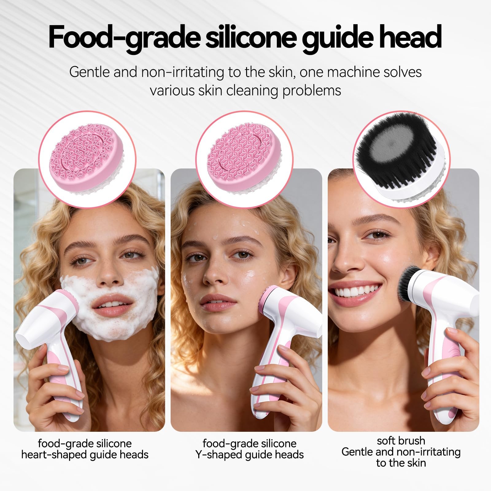 AuraBea Rechargeable Facial Cleansing Brush – Dual Rotating Electric Pink
