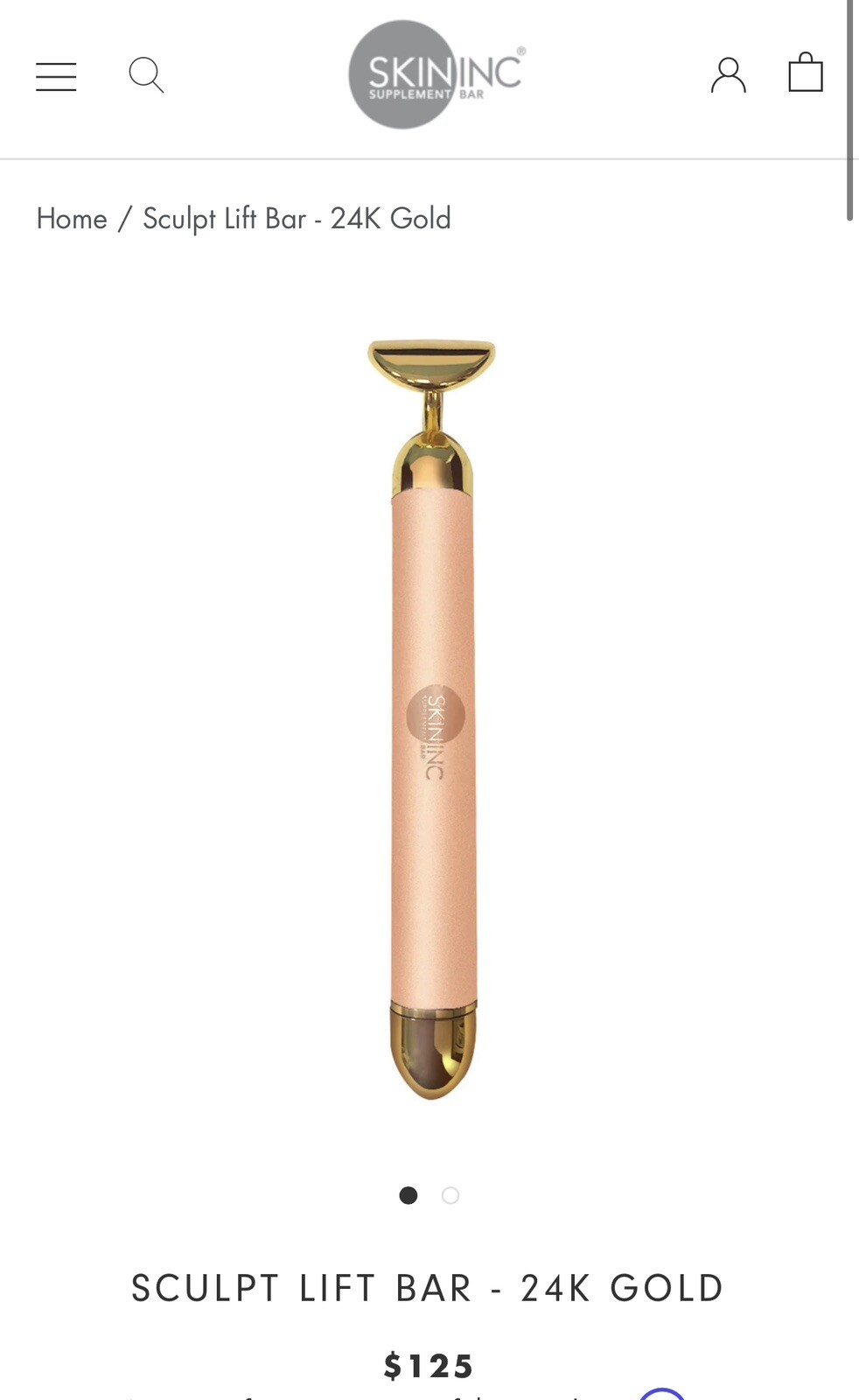 Skin Inc Supplement Bar SCULPT LIFT BAR 24K GOLD Facial Massager De-Puf NEW $125