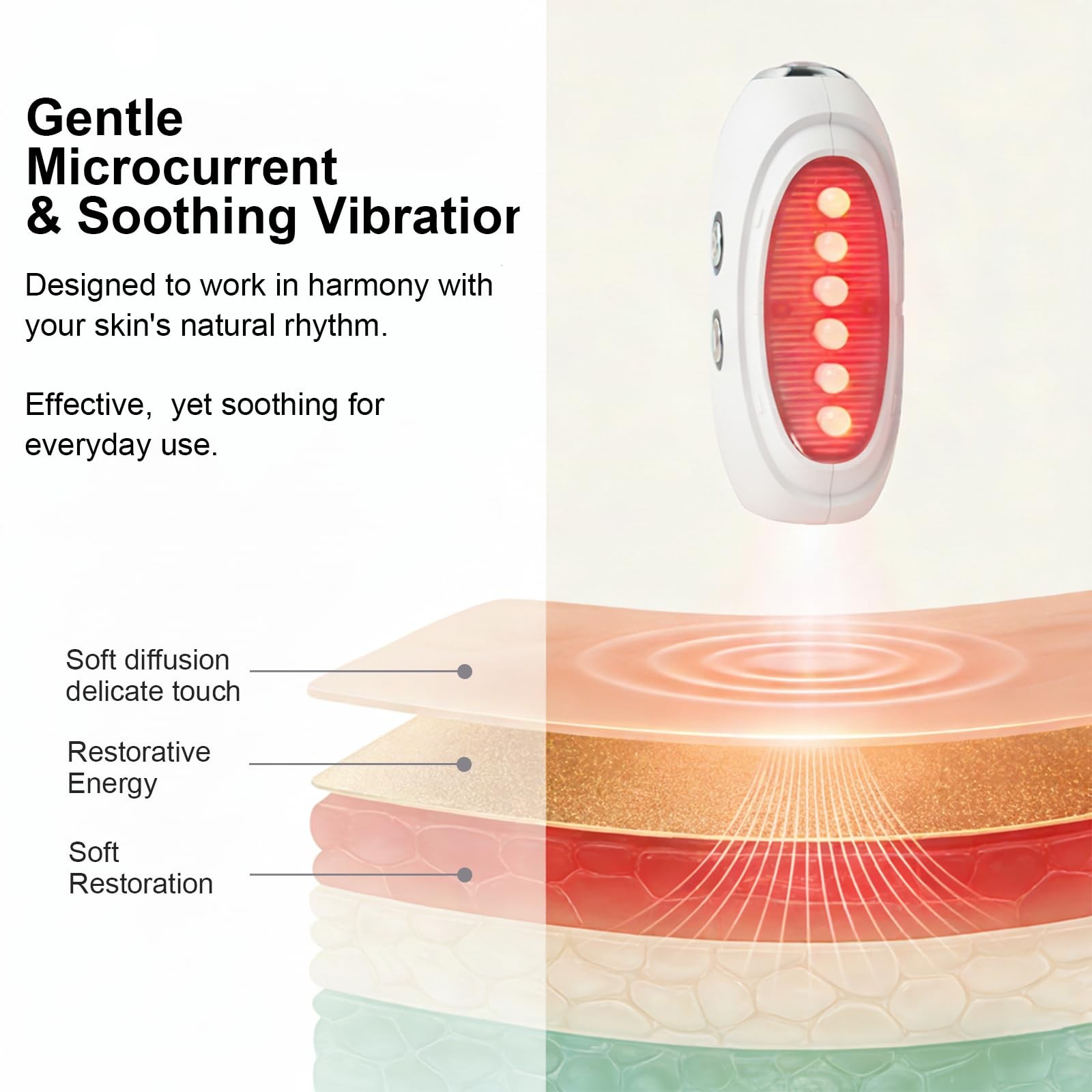 Face Massager Tool with Red Light Therapy for Face, Jade＆Rose Quartz White