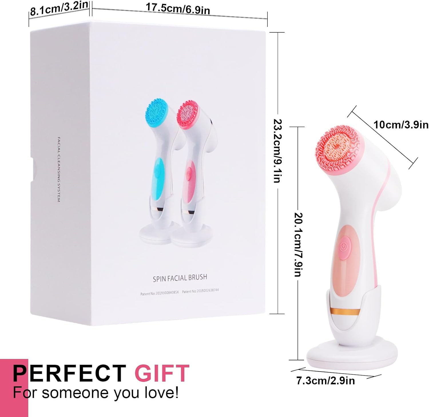 Facial Cleansing Brush, Waterproof Dual-Rotation Face Scrubber Exfoliator with 3