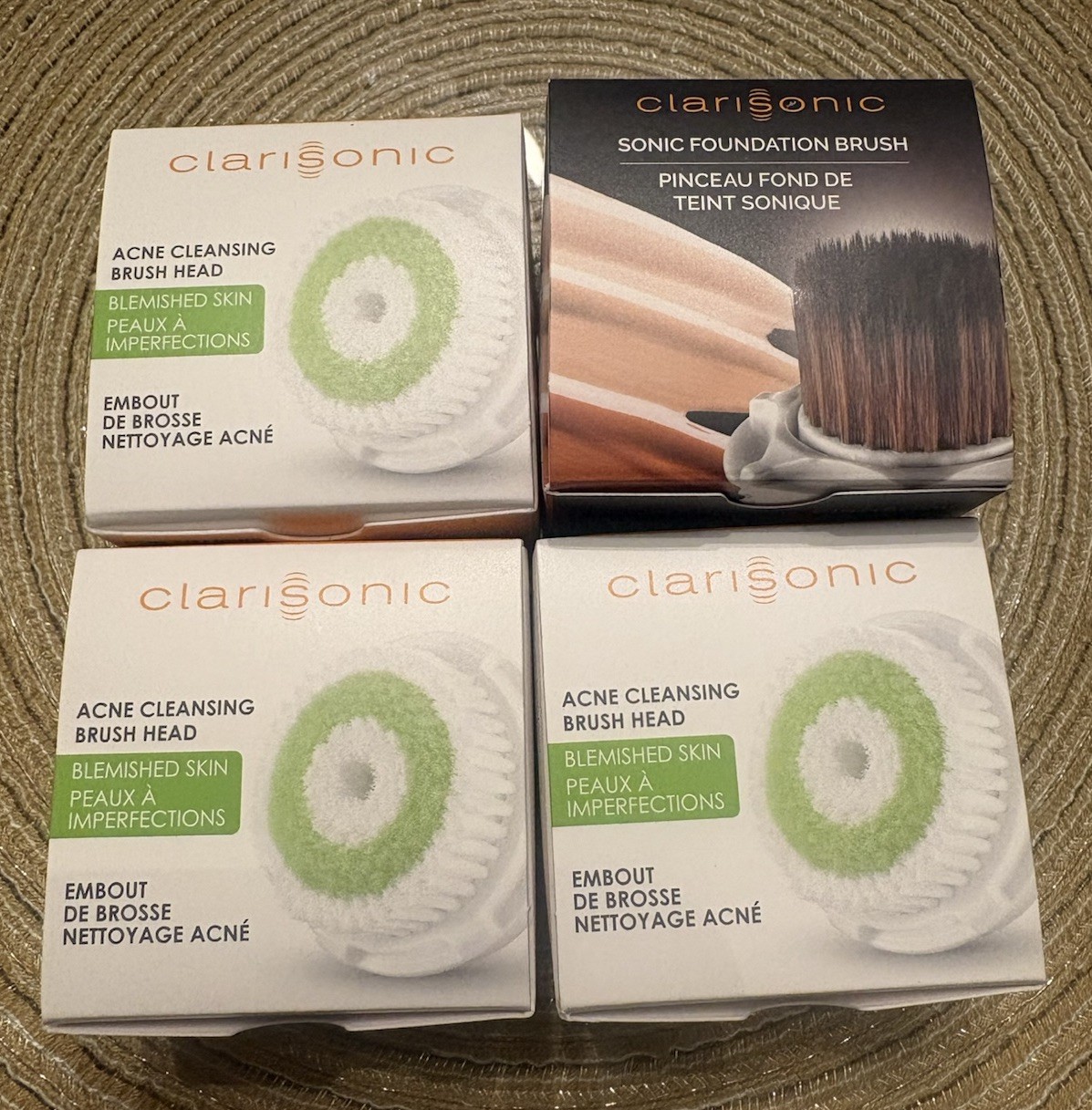 4 Clarisonic Cleansing system Replacement Brush Heads Acne & Foundation