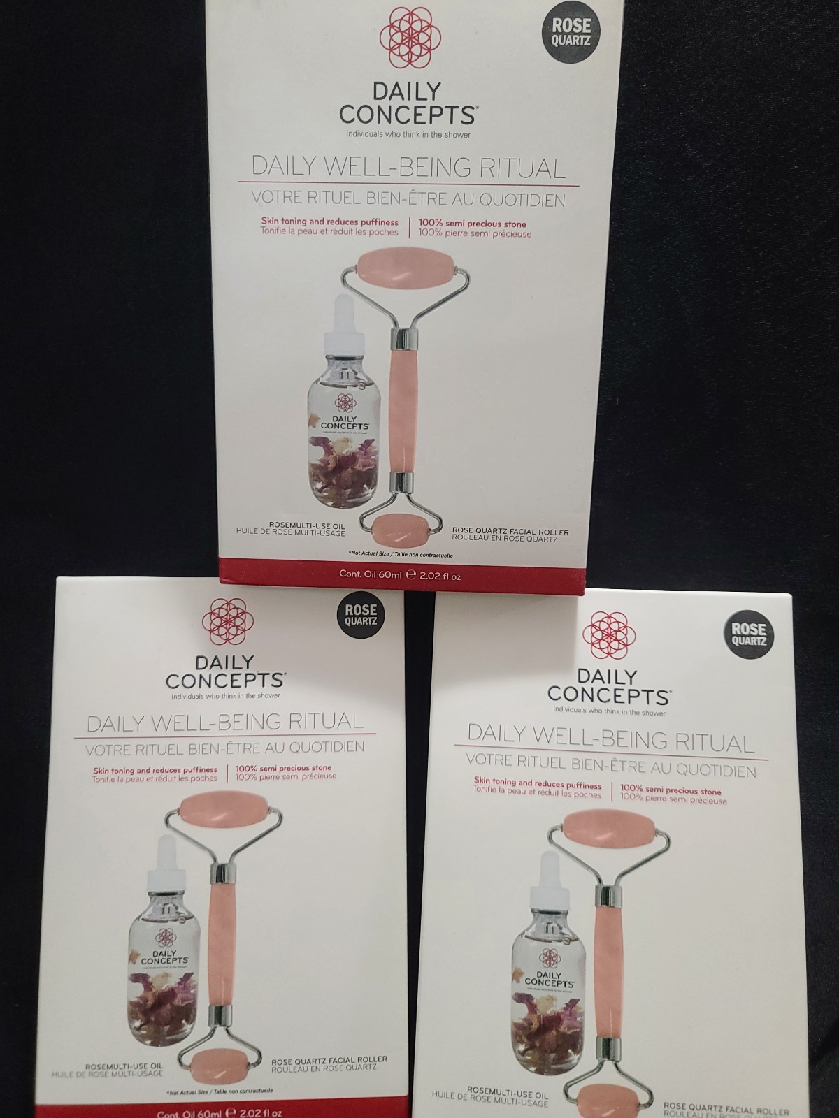 ❤Best Price Lot 3x❤ Daily Concepts Luxurious Facial Roller Genuine Rose Quartz❤