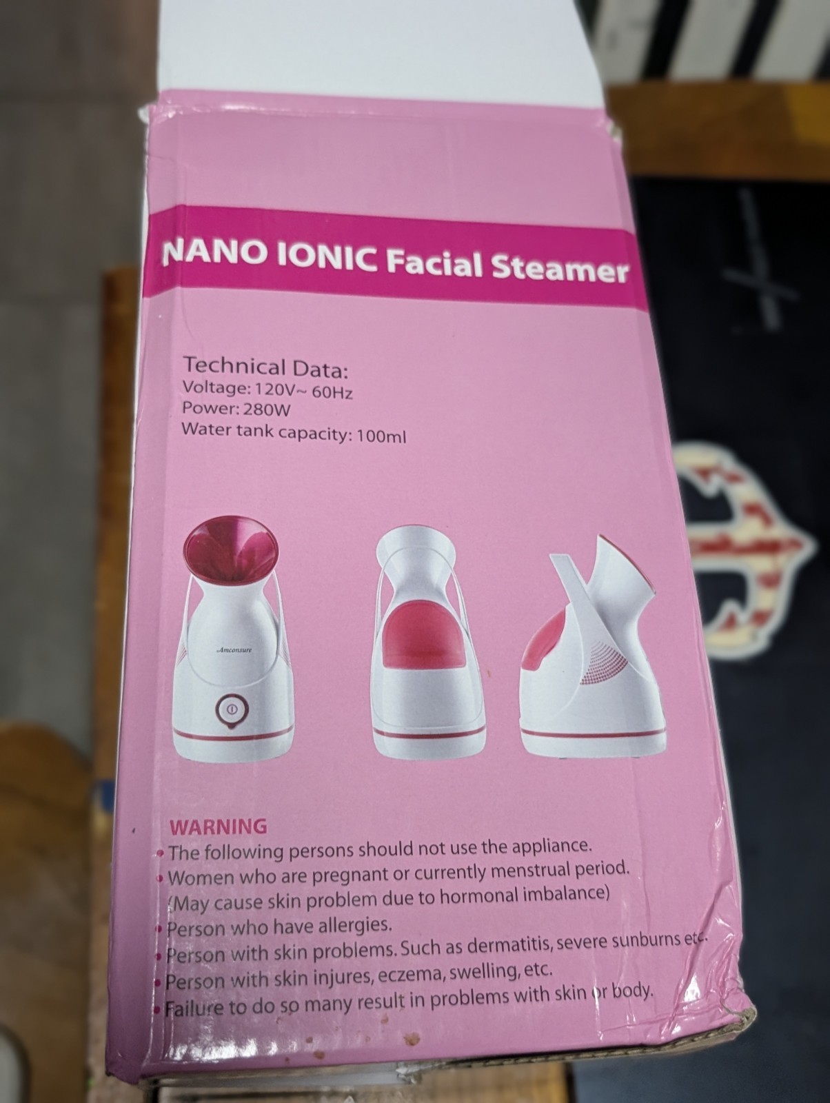 Amconsure NANO IONIC Facial Steamer Stainless Steel Deep Cleansing For Skin New