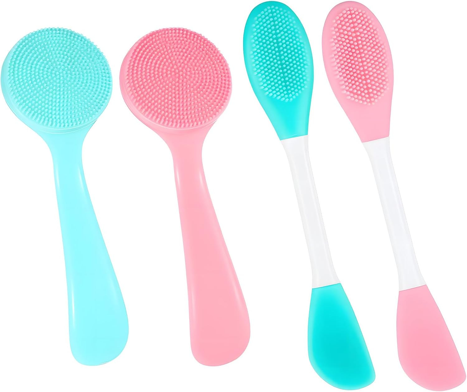 4 Pack Silicone Facial Cleansing Brush Manual Faces Scrub Brushes 2 in 1 Silicon