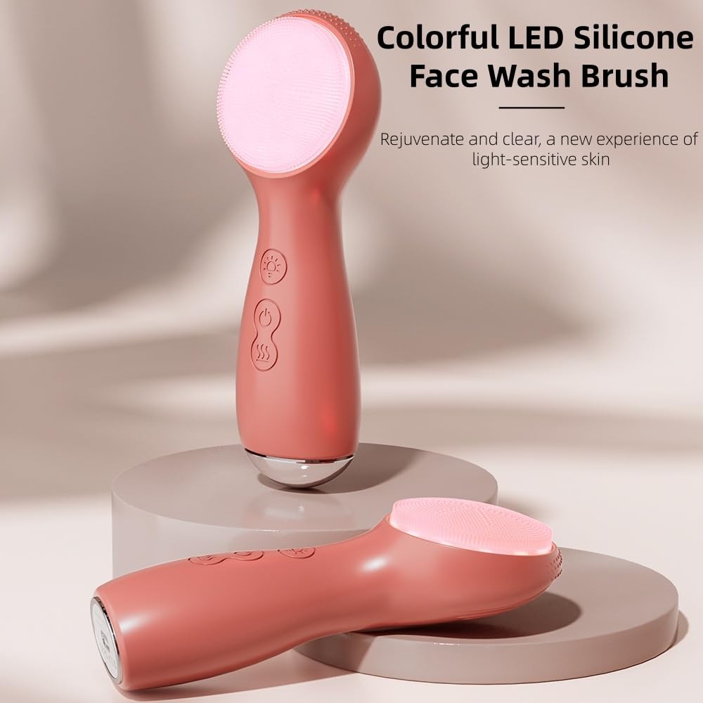 Colorful Silicone Wash Brush – Vibration Cleaner with Heat Sensation, 3 Modes…