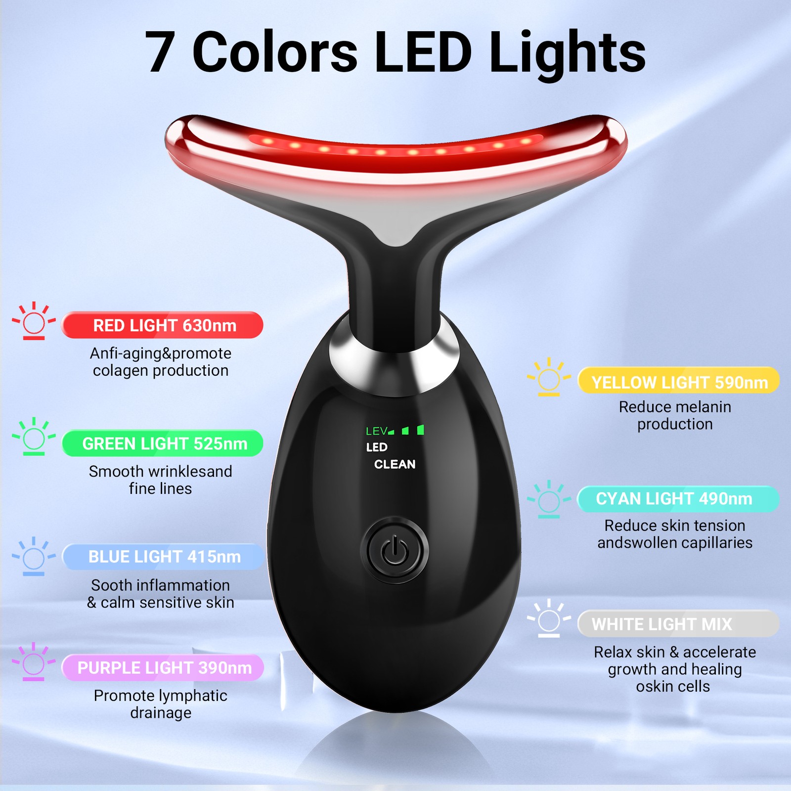 7 in One Red Light Therapy Anti Aging Face Massager Electric Face Lift Device
