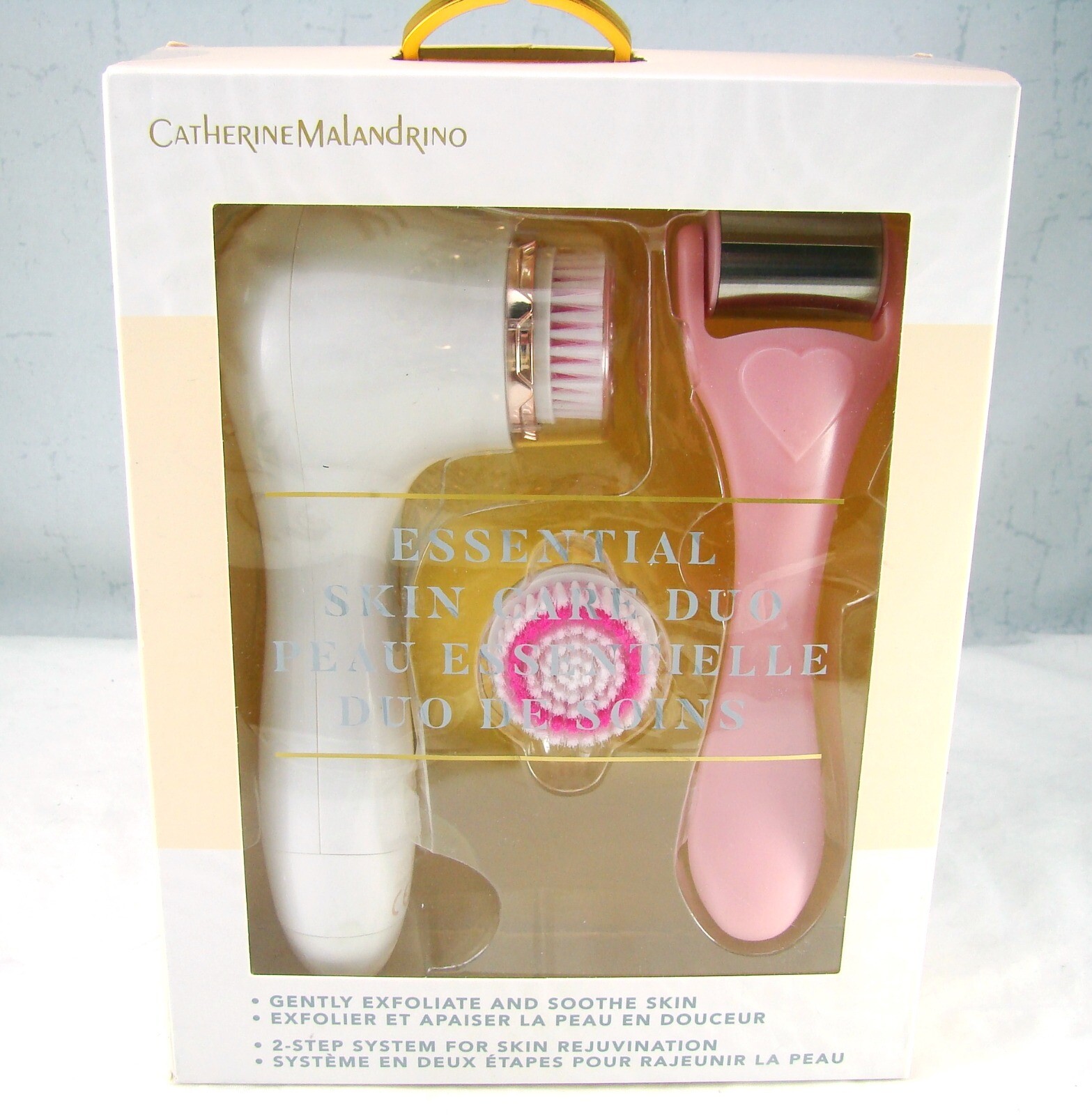 Catherine Malandrino Essential Skin Care Duo Facial Brush & Ice Roller NEW NIB