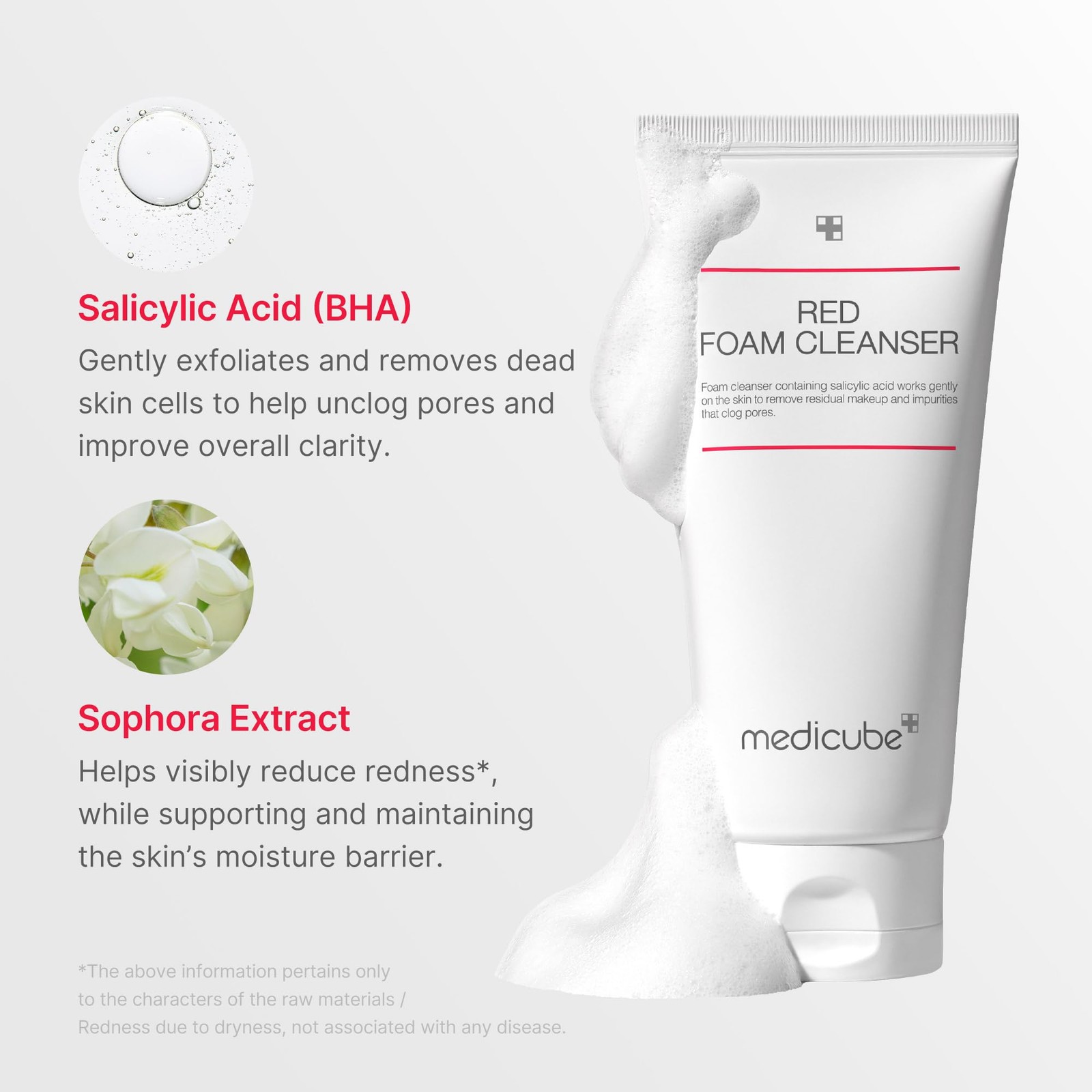 medicube Facial Cleanser Red Foam 4.08 Fl Oz (Pack of 1), Salicylic Acid(BHA)