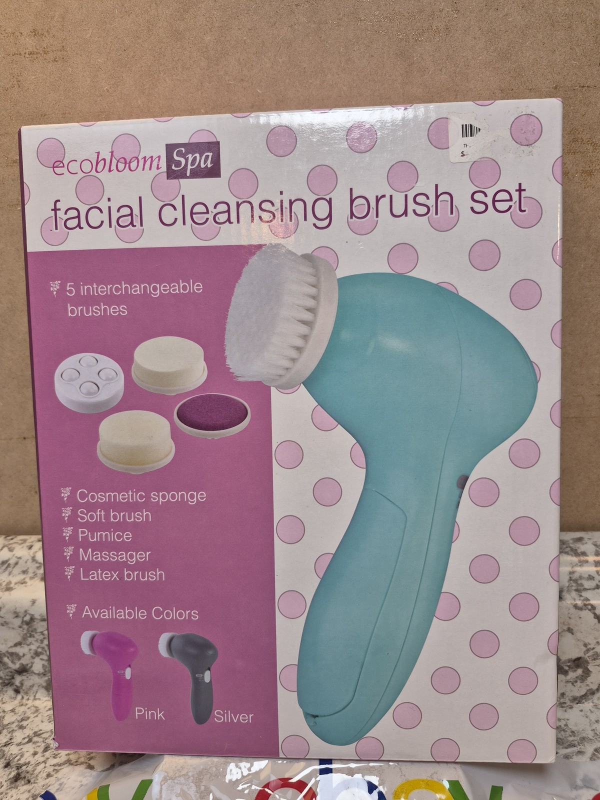 Ecobloom Spa Facial Cleansing Brush Set 5-in-1 Aqua Skin Care Exfoliator