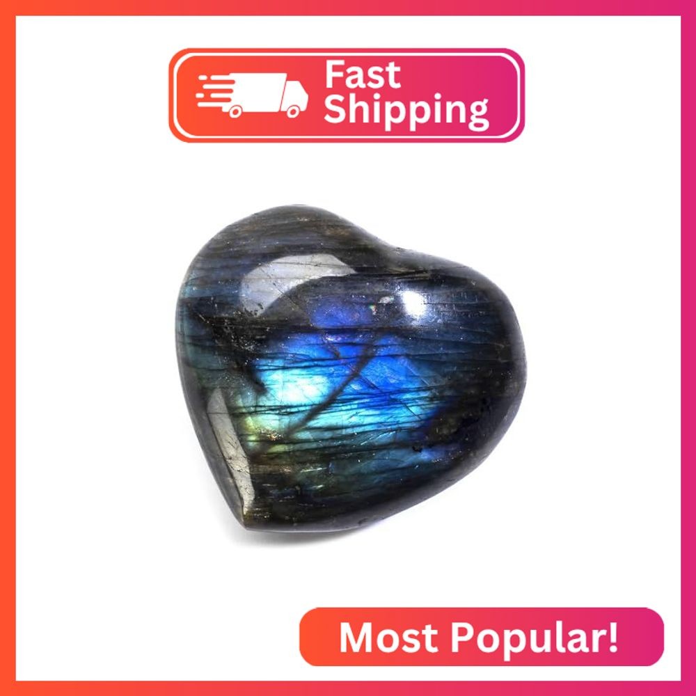 KALIFANO Labradorite Heart – Worry Stone with Healing & Calming Effects – AAA Gr