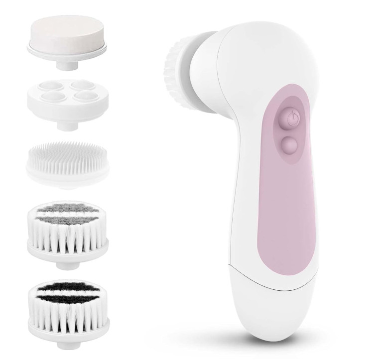 Electric Facial Cleansing Brush Waterproof Face Scrubber with 5 Brush Heads