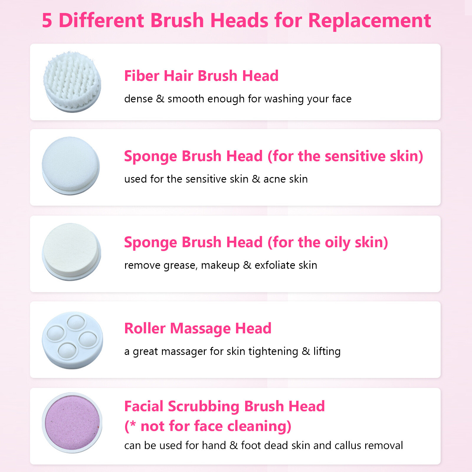 5 In 1 Electric Face Brush Cleansing Brush Face Washing Device G6N9