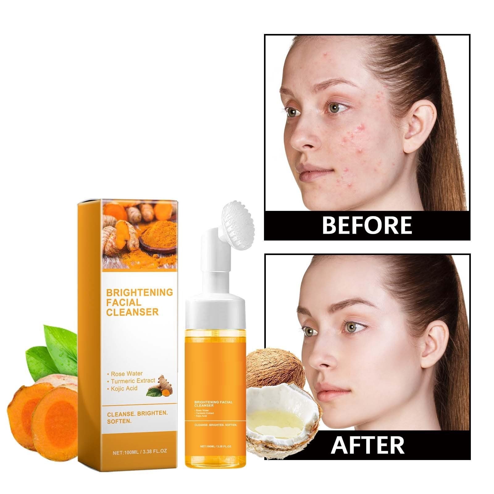 Yaper 2 Pcs Turmeric Brightening Facial Cleanser,Deep 3.38 Fl Oz (Pack of 1)