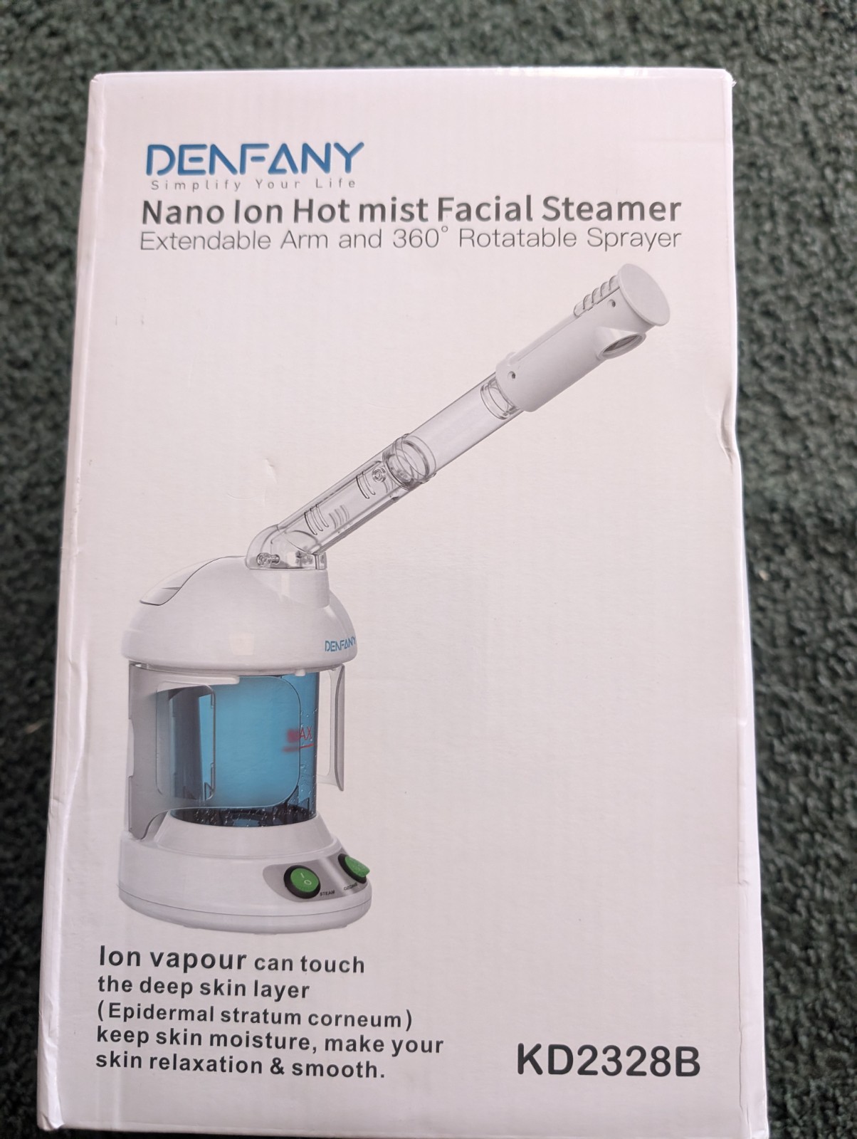Denfany Nano Ion Hot Mist Facial Steamer KD2328B 360° Rotatable, Extendable Arm