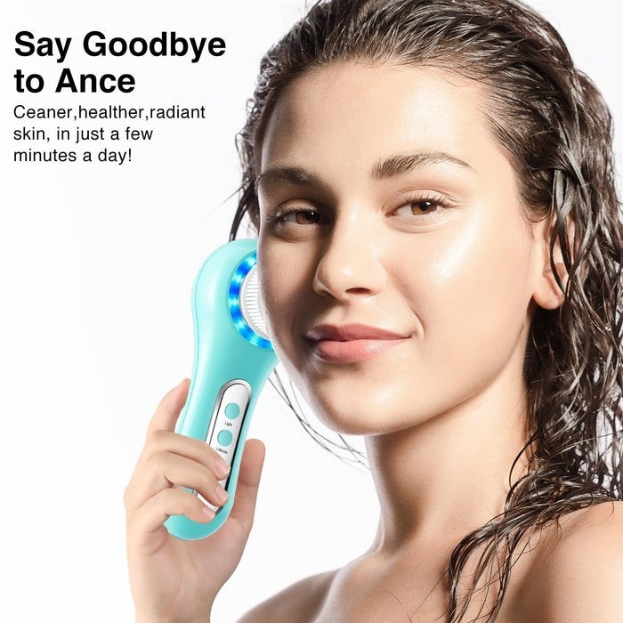 Electric Facial Cleansing Brush – Waterproof , 5 Heads, Exfoliate & Massage