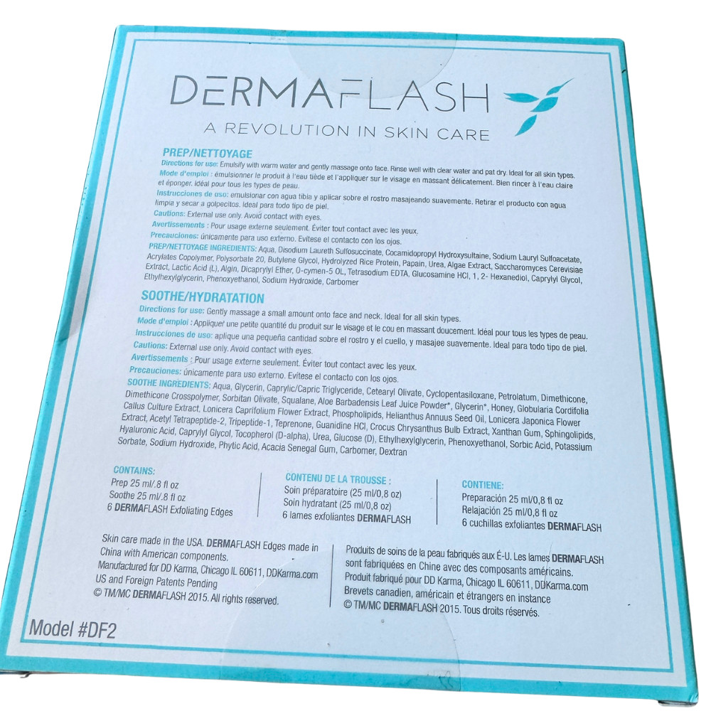 Dermaflash Facial Exfoliating Dermaplaning Device & Essentials Kit 6 Edges NEW