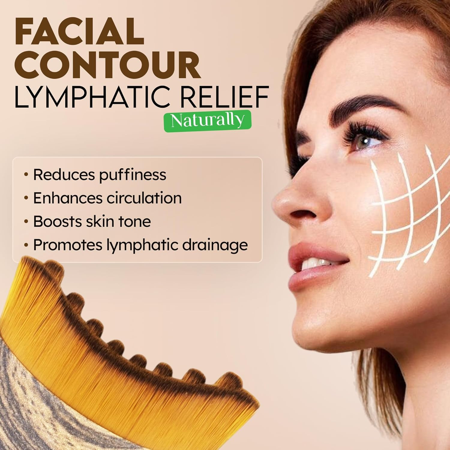 Lymphatic Drainage Face Brush Facial Contour Sculpting Jawline Massage Tool