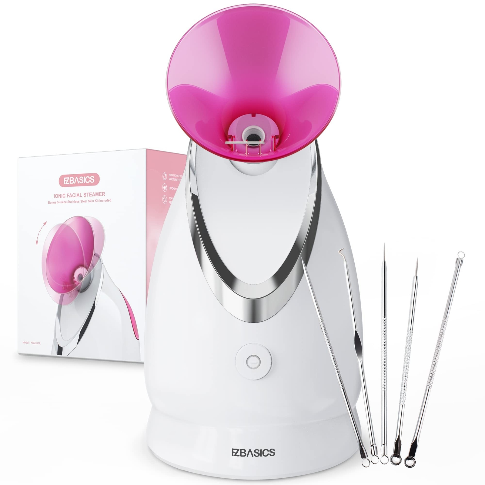 Facial Steamer EZBASICS Ionic Face Steamer for Home Facial, Warm Mist Humidif…