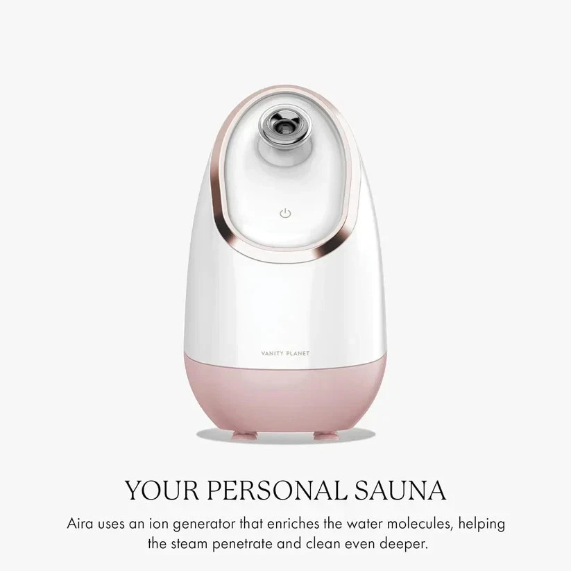 Vanity Planet Aira Ionic Facial Steamer Rose Gold Spa Face Steamer Deep Cleansin