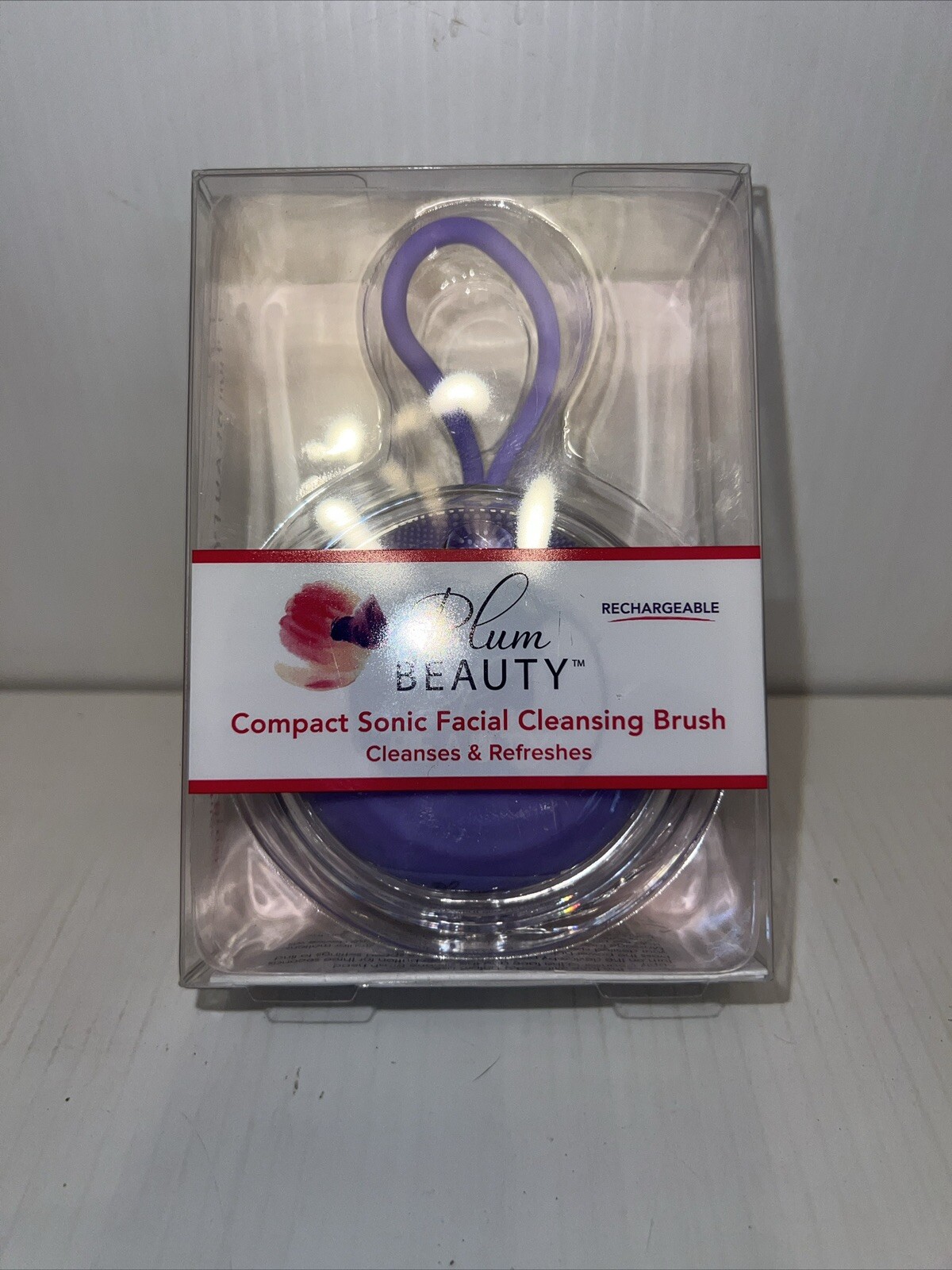 Plum Beauty Compact Sonic Facial Cleansing Brush Purple Rechargeable 3 Speeds