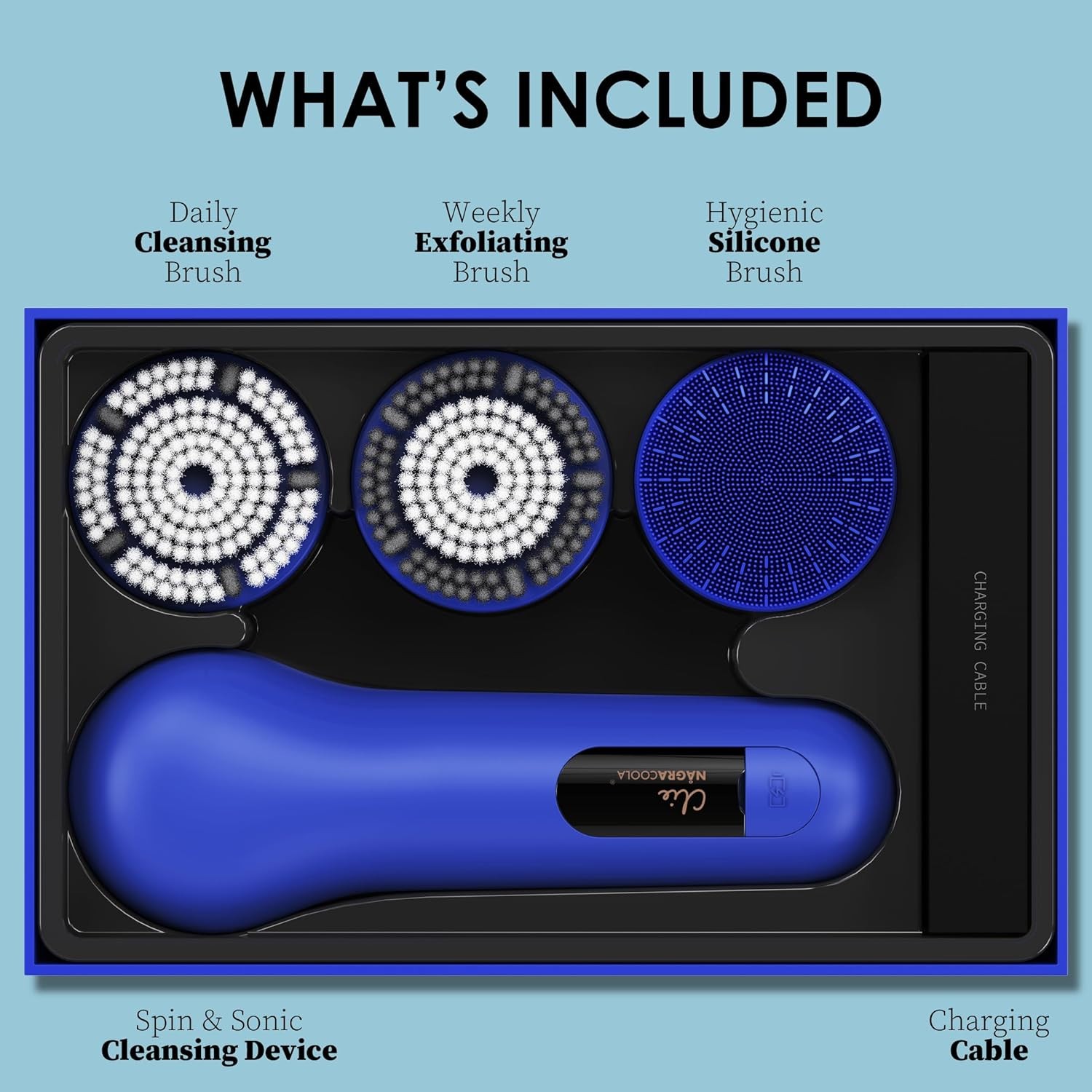 Facial Cleansing Brush Waterproof Rechargeable Face Scrubber for Men & Women