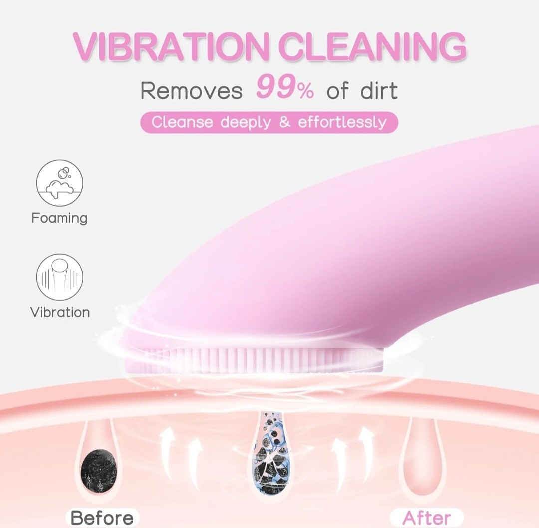 NEW Pritech Sonic Facial Cleansing Brush – Heated Silicone Deep Clean & Glow!