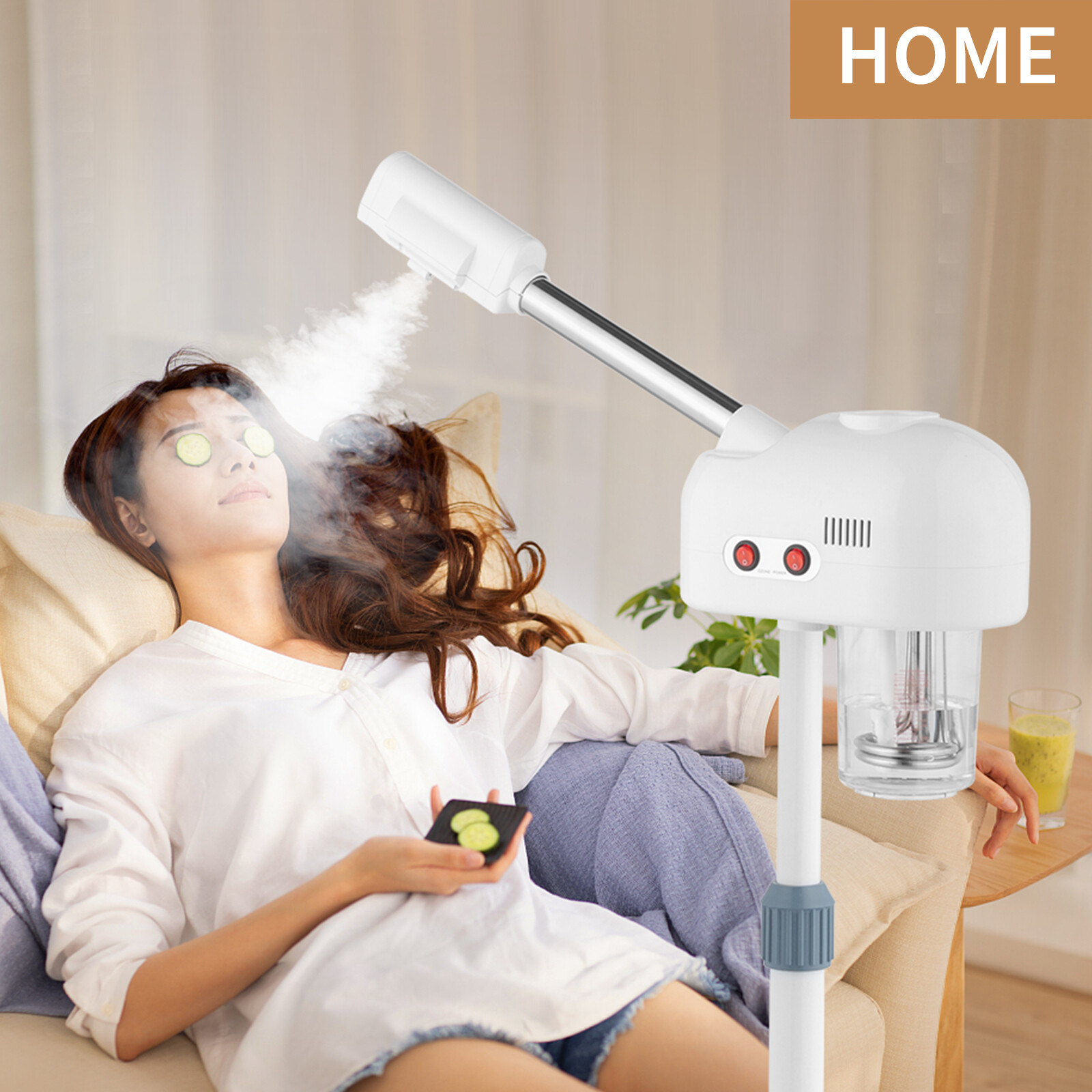 110V 2 in 1 Ionic Ozone Steamer for Face Spa Equipment with 3X Magnifying Lamp