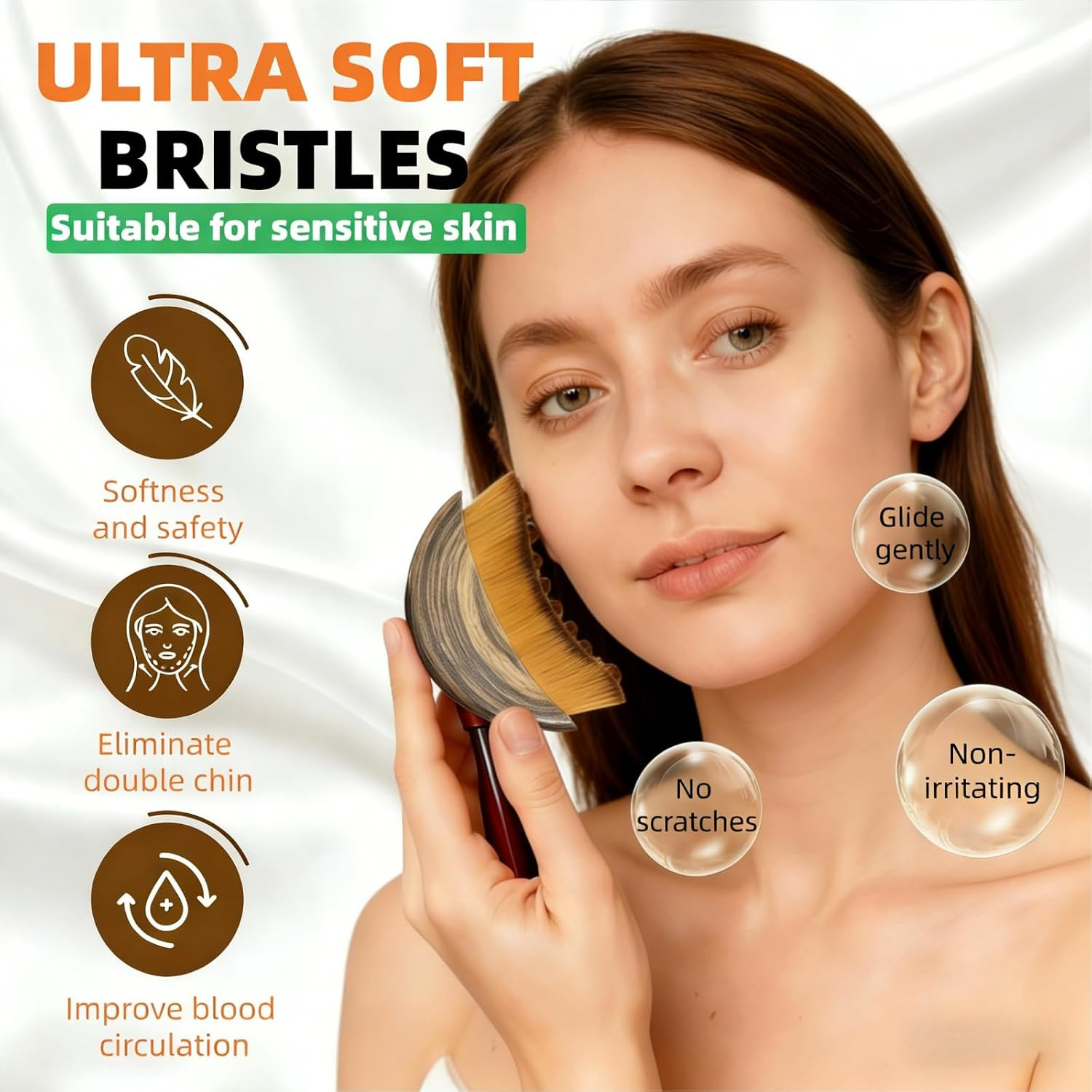 2PCS Facial Lymphatic Drainage Massager – Ergonomic Contour Brush for Precise Fi