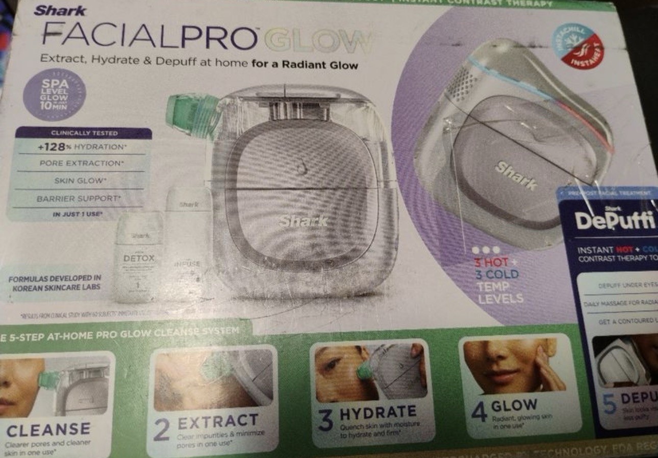 Shark FacialPro Glow at-Home Hydro-Powered Facial System with DePuffi Hot & Cold