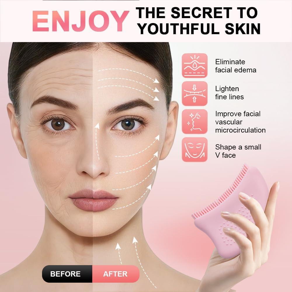 Lymphatic Contour Face Brush – Silicone Facial Massager for Lymphatic Drainag…