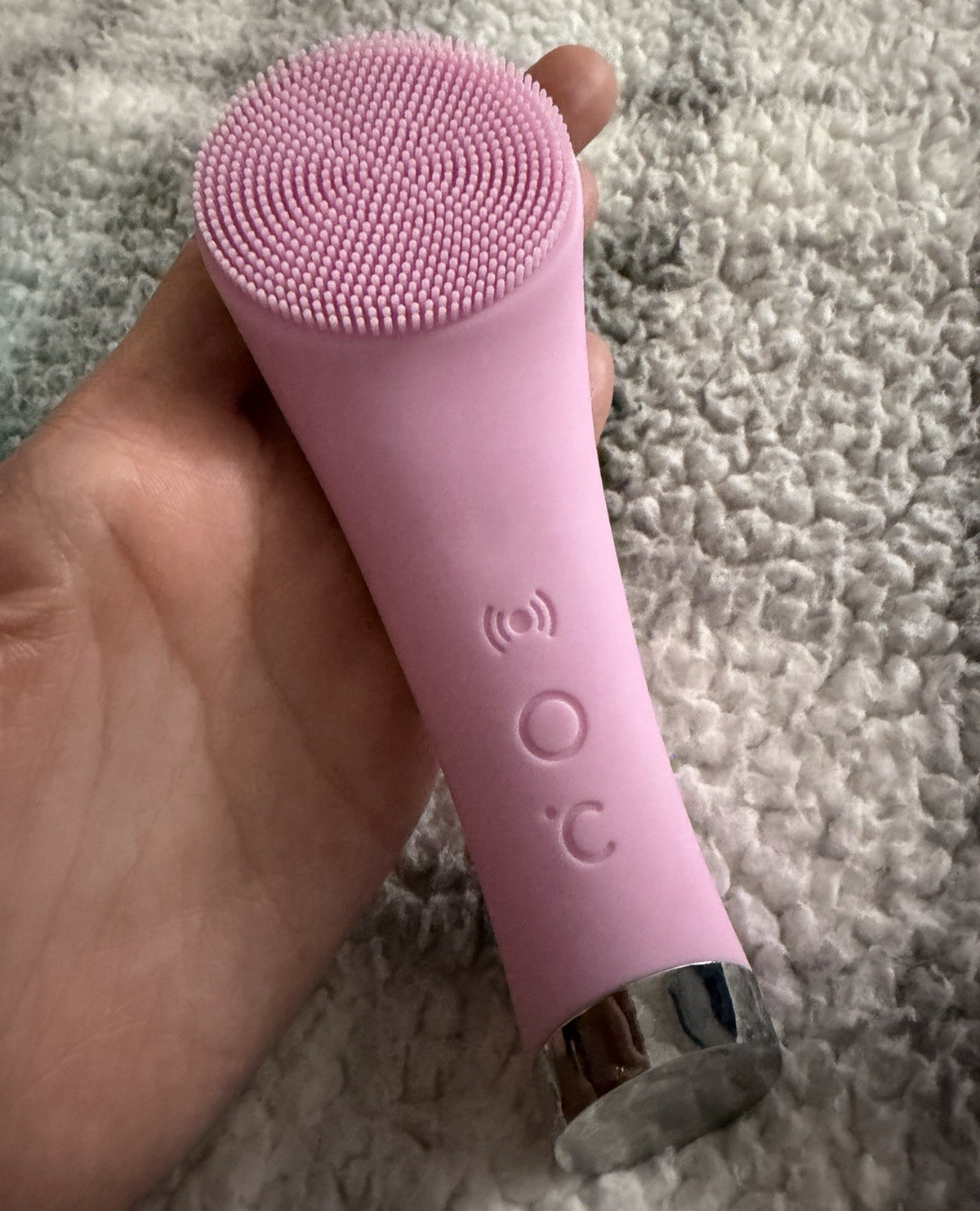 Pink Silicone Electric Facial Cleansing Brush, Wireless 2-Speed Battery 5V