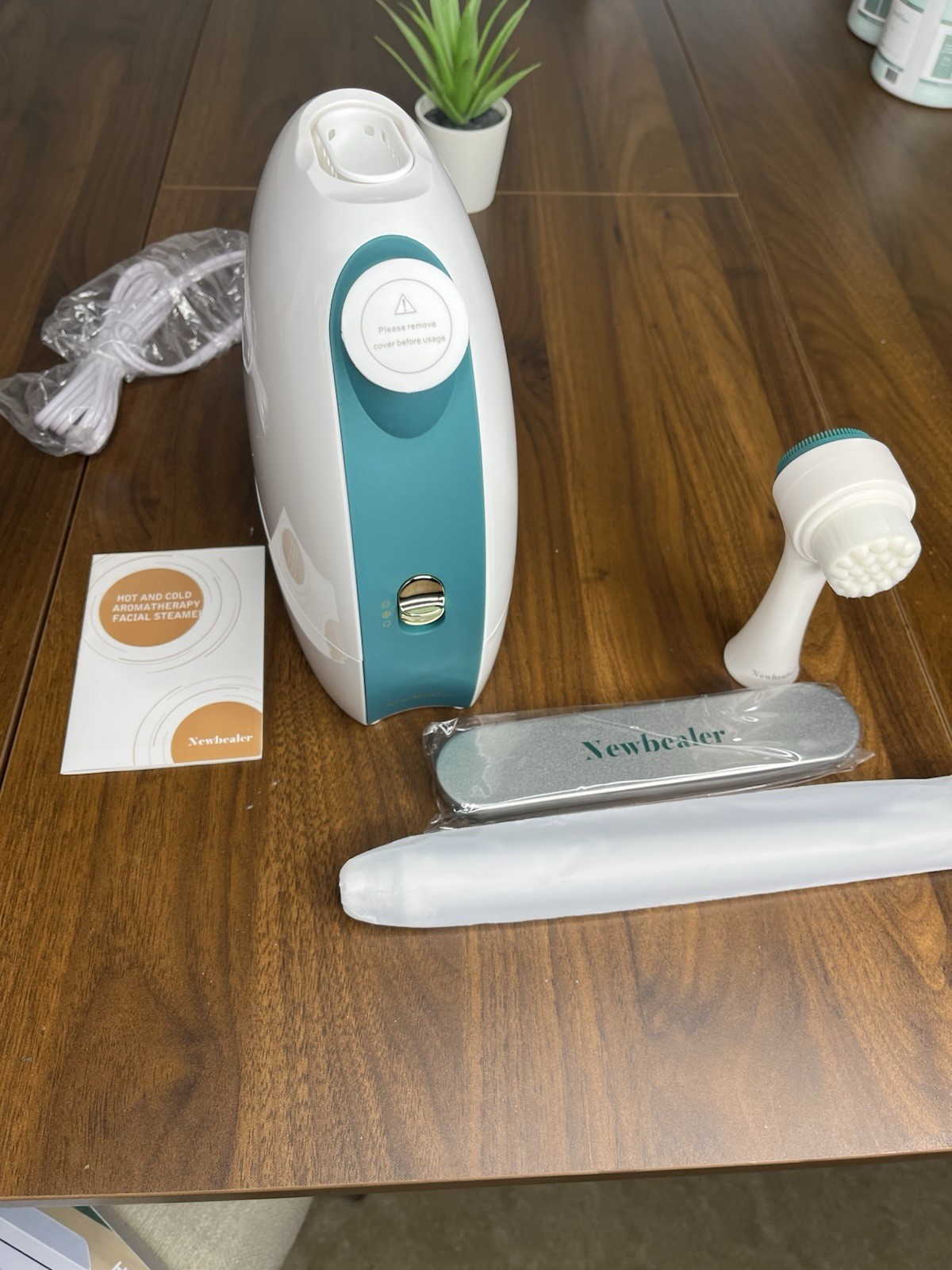 Newbealer Hot & Cold Facial Steamer for Clogged Pores w/ Brush & Accessories