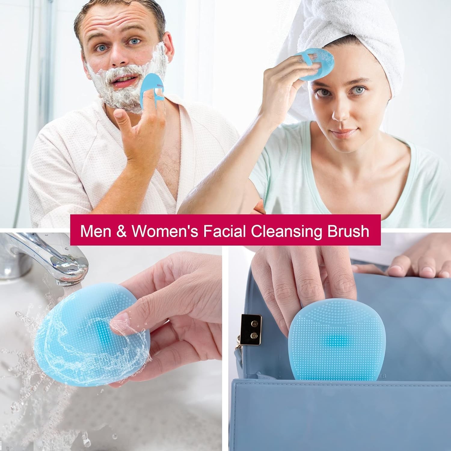 Gentle Silicone Facial Cleanser Brush Pack of 4 for Sensitive Skin Soothing