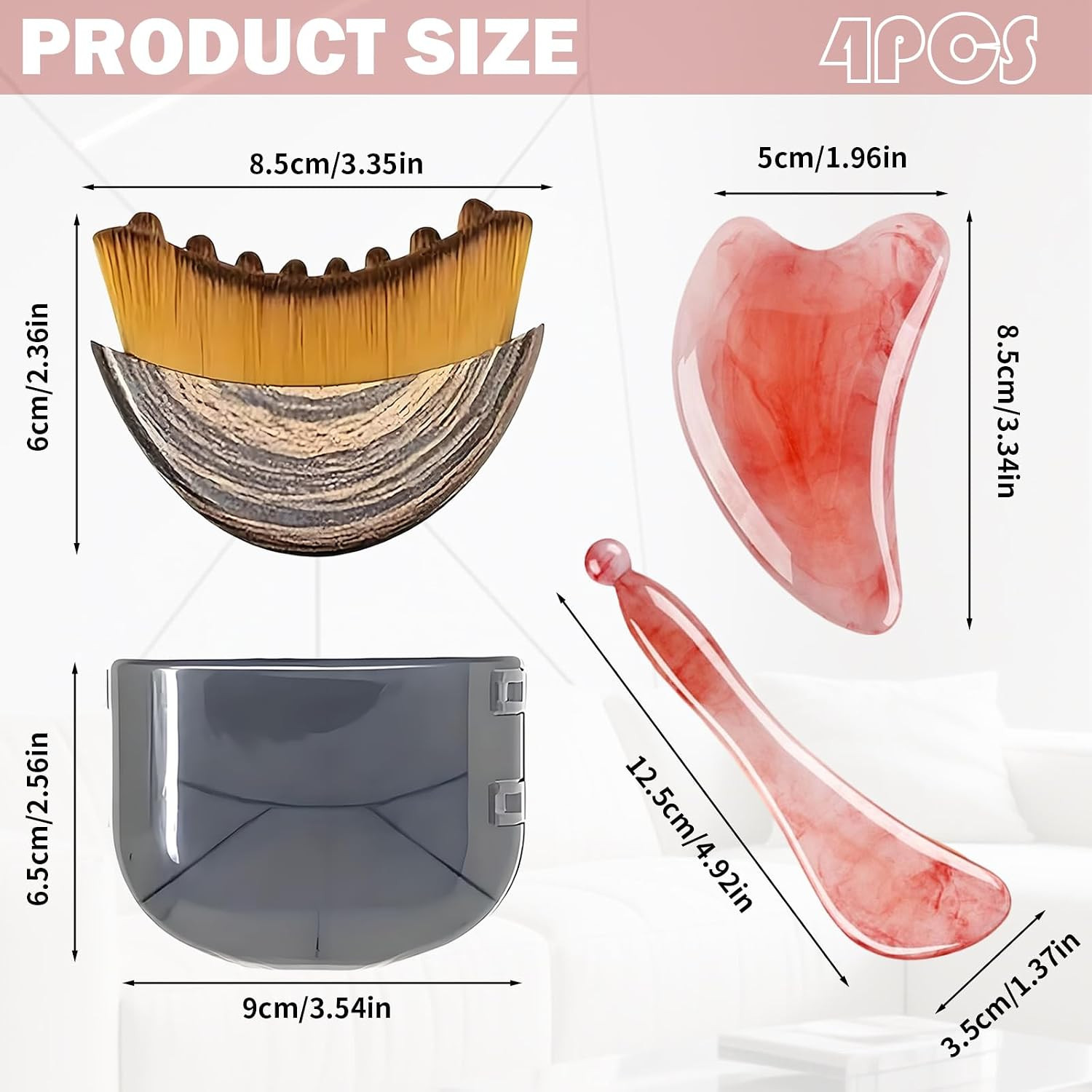 2 Pcs Lymphatic Contour Face Brush,With 2 Gua Sha tools,Lymphatic Brush For Face