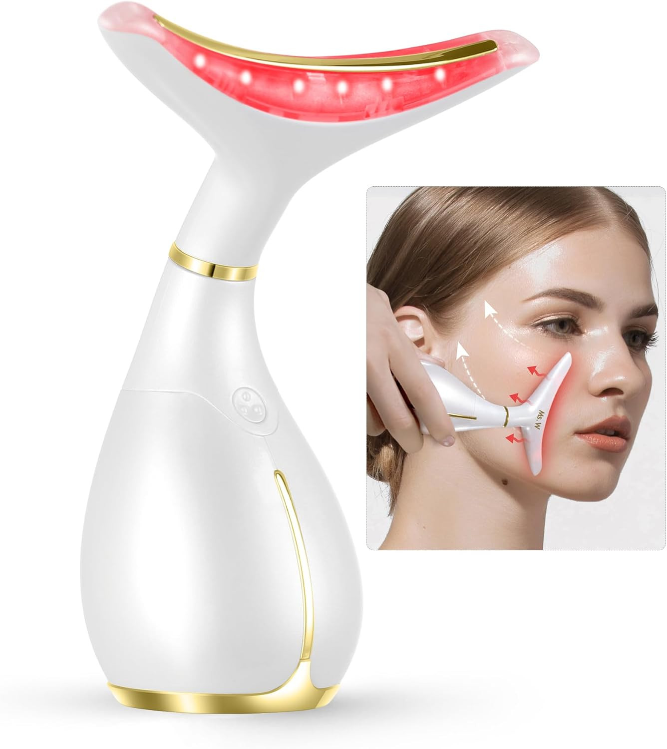 Red Light Facial Massager, Skin Care Tools for Face & Neck Beauty Device, 3 in 1